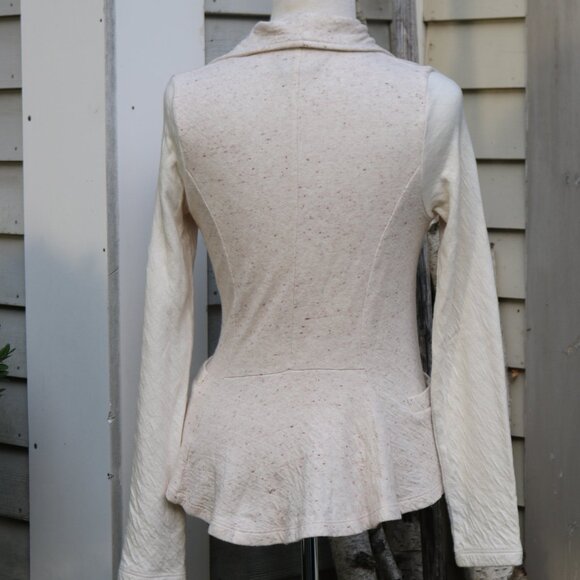 Dolan Left Coast Anthropologie Oatmeal Knit Quilted Sleeve Moto Jacket Sz SMALL - Picture 5 of 8